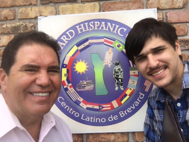 Eduardo Vazquez with students Alex who he job placed at the Hispanic Historical society.